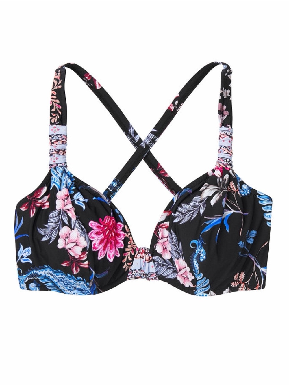 Seafolly Black Floral Underwire Halter Bikini Top - Picture 9 of 9